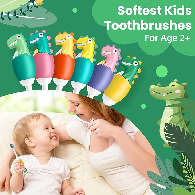 Kids Manual Toothbrush, Ultra-Soft Kids Toothbrush for Sensitive Teeth & Gums, Gentle Toddler & Children's Brush with 10000 Bristles Travel-Friendly Design for Ages 2-7 (Pink)