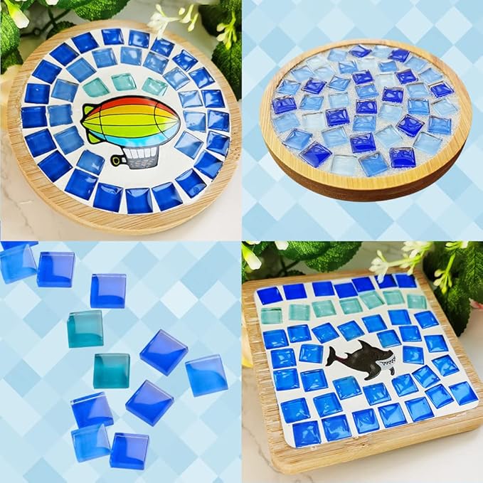 BigOtters Glass Mosaic Tiles 0.3LB, 4 Shapes Stained Glass Pieces for DIY Crafts, Home Decor, Art Projects, Window & Mirror Decorations