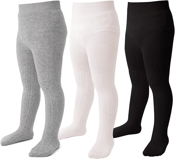 Marchare Baby Girls Tights Thick Solid Cable Knit Leggings Winter Warm Stockings For Toddler Girls 1/2/3/4/5 Pack