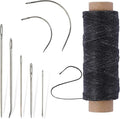 55Yards Waxed Thread with 7 Pcs Leather Needles for Hand Sewing 150D Flat Sewing Waxed Thread Leather Repair Needles for Women Sewing Upholstery Leather Canvas Bags Sofa Furniture
