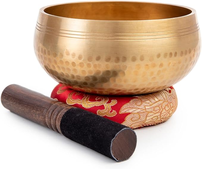 Tibetan Singing Bowl Set - Easy To Play for Beginners - Authentic Handcrafted Mindfulness Meditation Holistic Sound 7 Chakra Healing Gift by Himalayan Bazaar (6")