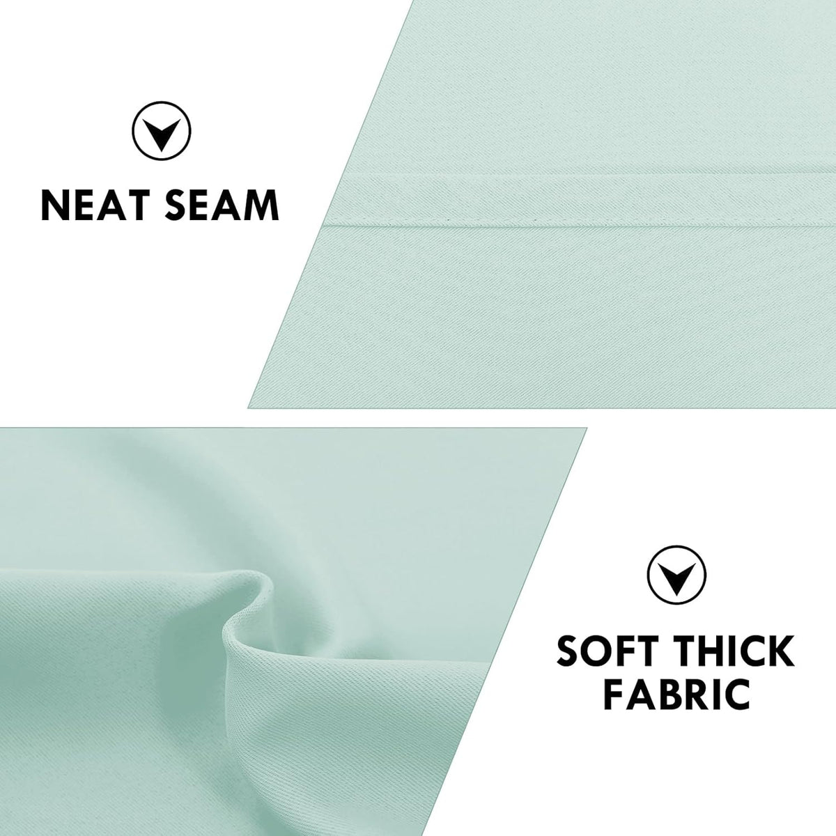 DWCN Blackout Curtains for Living Room Thermal Insulated, Energy Saving & Noise Reducing Bedroom Curtains, Mint Green, W 42x L 36 Inch, Set of 2 Rod Pocket Curtain Panels