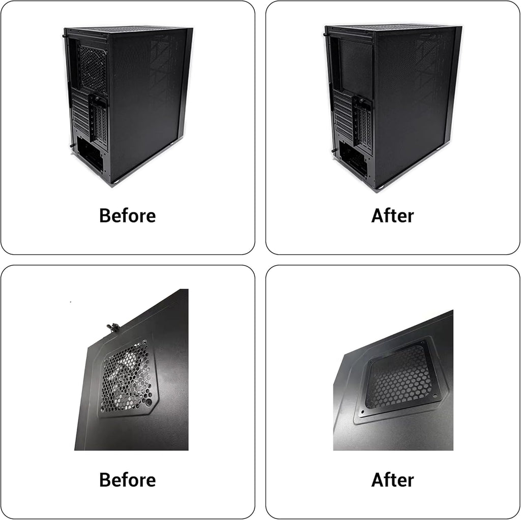 140mm Fan Dust Filter PC, 10Pack PVC Computer Dust Filter Mesh Dustproof Case Cover PC Cooler Fan Filter Grills with 40pcs Screws for Computer Cooler (PVC, 140 * 140mm, 10pcs, Black)