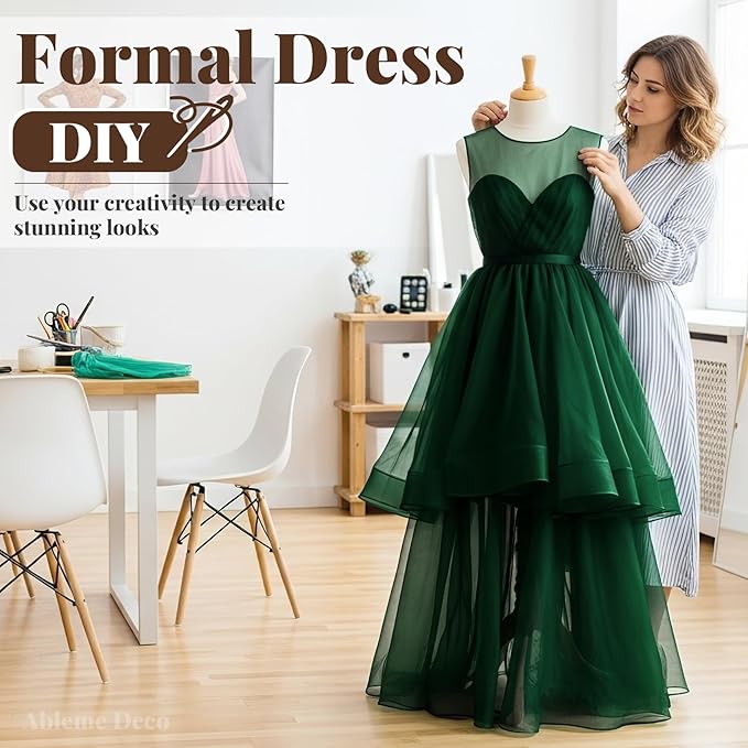 Organza Fabric by The Yard, 60 Inch Wide 3 Yards (9 ft) Long Sheer Fabric for DIY Sewing Projects Wedding Decorations Party Backdrops Curtains (Hunter Green)