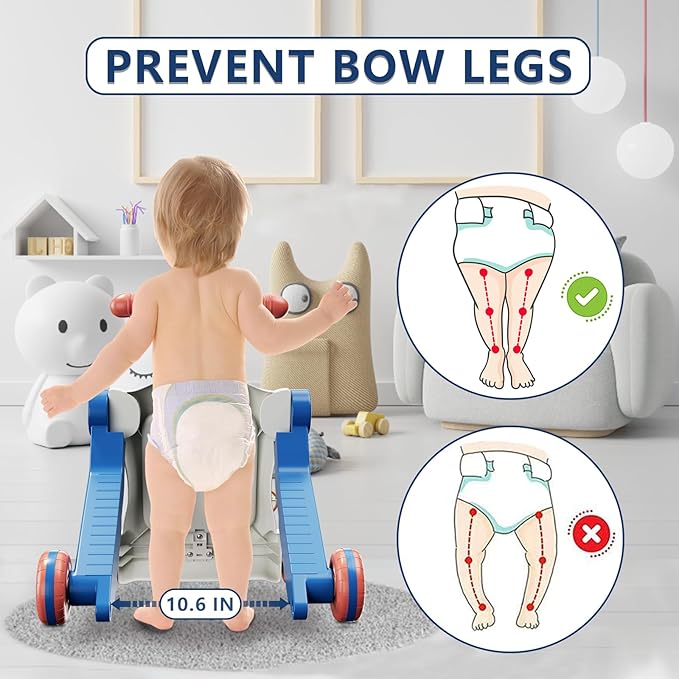 QDRAGON 5 in 1 Push Walkers for Baby Boys, Toddler Learning to Walk, Sit to Stand Walker, Early Learning Push Toy for Infant 12+ Months, Navy Blue