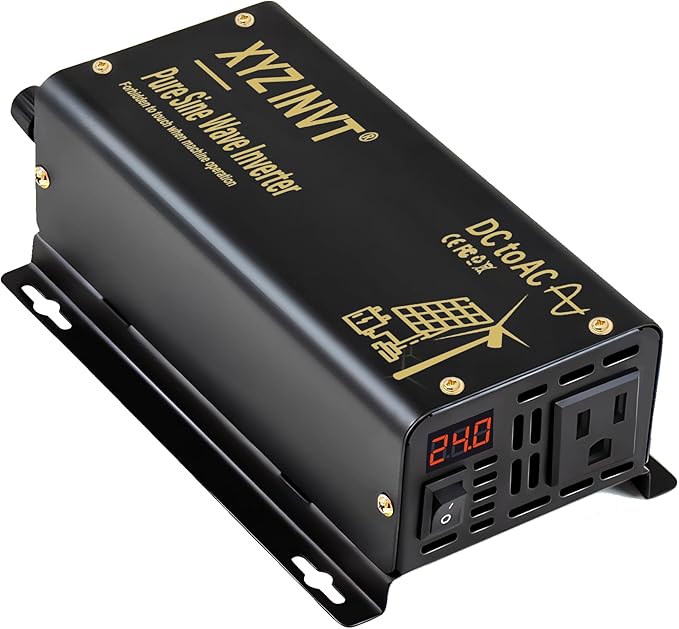 300W Pure Sine Wave Inverter DC 24V to AC 110V 120V Power Converter 600W Peak with LED Display for Most Small Power Appliances