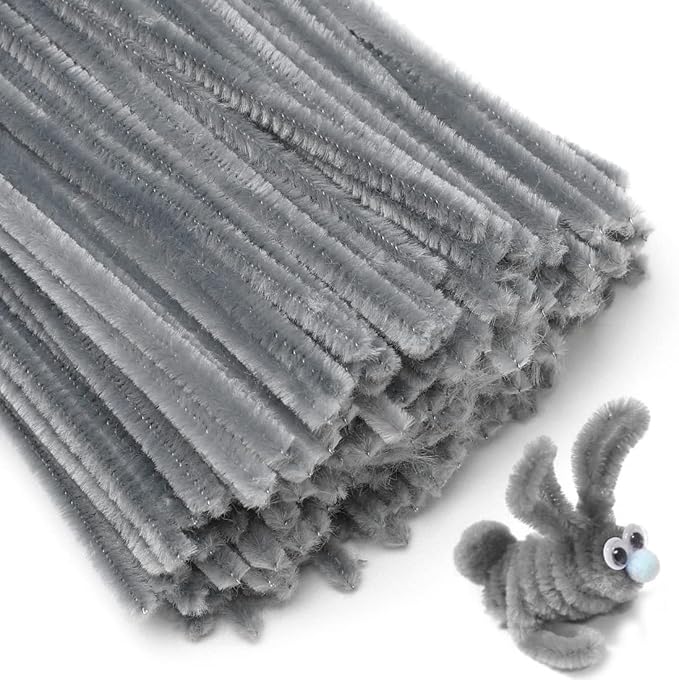 Eppingwin 200pcs Pipe Cleaners, Grey Pipe Cleaners Craft Supplies,Chenille Stems for DIY Arts Crafts Project(Grey)