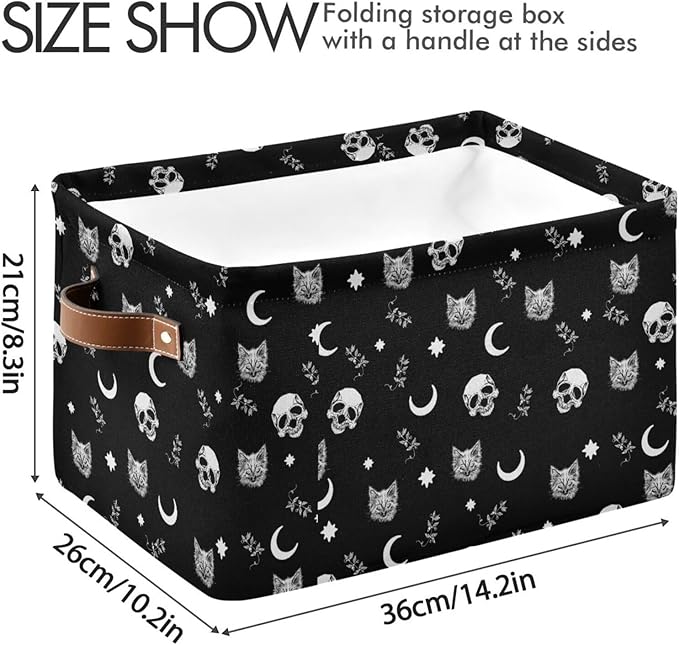 Gothic Pattern Storage Bins Collapsible Shelf Basket Cube with Handle for Nursery Bedroom Bathroom