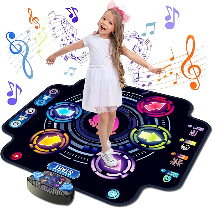 【Upgraded】KIZJORYA Dance Mat for Kids, Electronic Light-up Dance Pad with Wireless Bluetooth 5 Speeds 9 Levels, Dancing Mat for Toddlers Music Game Dance Toy for Girls Boys 3 4 5 6 7 8 9 10+ Year Old