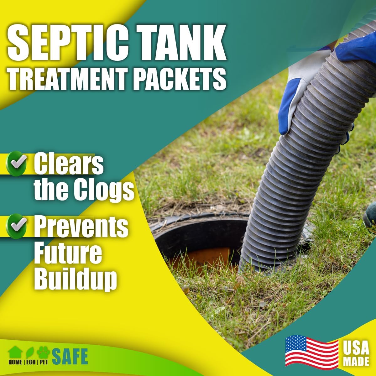 Green Pig 56 Live Septic Tank Treatment 5-Year Supply Ultimate Solution in Preventing Expensive Backups, Clogs, & Drain Field Failures with 20-Easy Drop-In & Flush Pods, 20 Count
