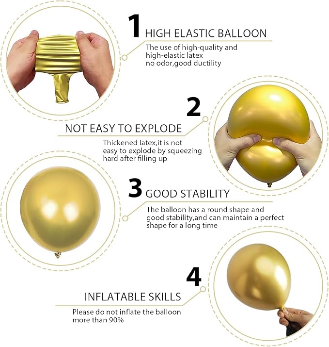 140pcs Gold Balloon Arch Kit, Gold Balloons of Different Sizes Pack of 18 12 10 5 Inch Party Balloon Kit for Birthday Party or Balloon Arch as Graduation Wedding Baby Shower Party Decorations