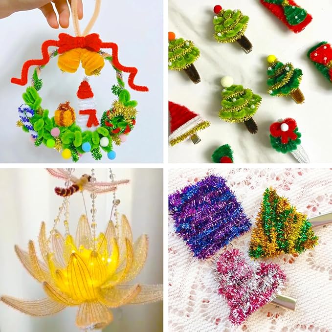 Eppingwin 200pcs Pipe Cleaners, Multi-Colored Pipe Cleaners Craft Supplies,15 Colors Chenille Stems for DIY Arts Crafts Project(Glitter Color)