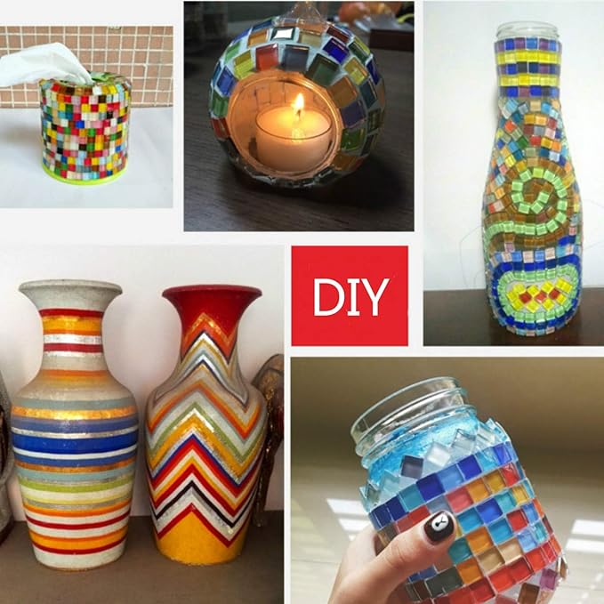 Mixed Color Mosaic Glass Tiles Shine Crystal Glass Pieces Bulk Square Glitter Crystal Mosaic Tiles for Home Decoration or DIY Crafts 200g,1x1 cm (Fleeting time)