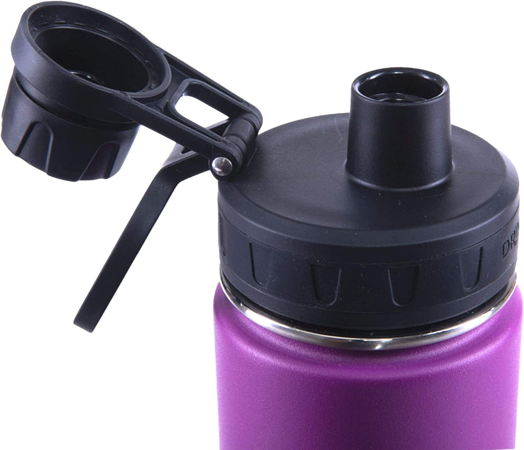 DRINCO Stainless Steel Water Bottle Spout Lid Vacuum Insulated Double Wall Water Bottle Wide Mouth (40oz 32oz 22oz 18oz 14oz) Leak Proof Keep Cold Sport Camping Hiking (22 oz, 22oz Purple)