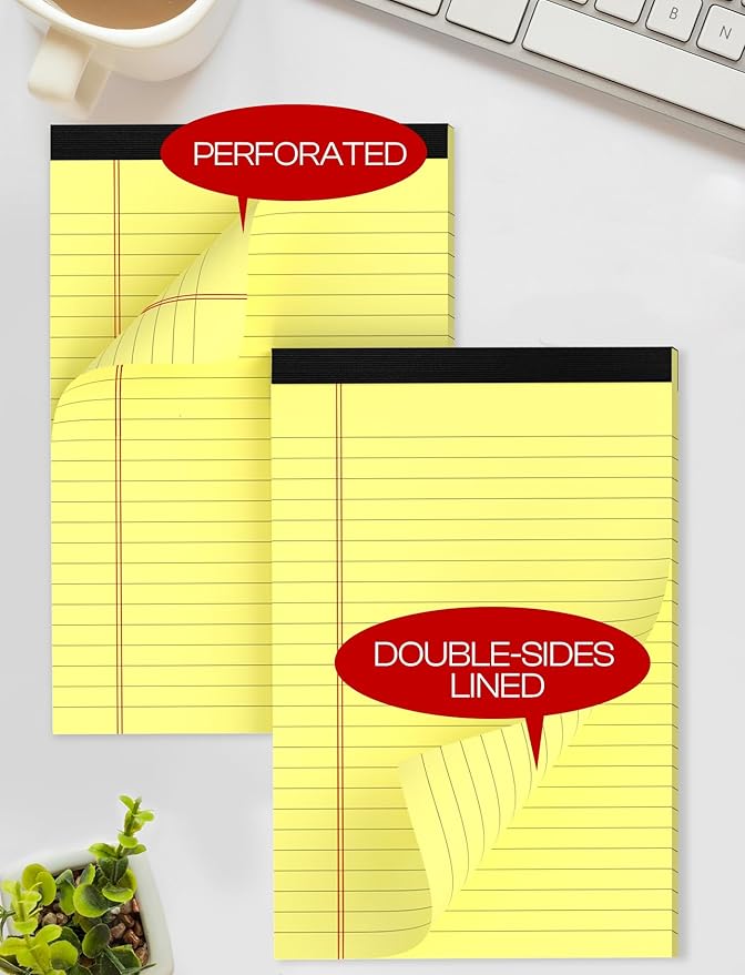 12 Pack Small Yellow Legal Pads 5x8 Note Pads 5x8 College Ruled Yellow Notepads 5x8 Narrow Ruled Yellow Paper Pads 25 Lines 80 GSM Small Paper Tablets 5x8" Lined Notepad With 30 Sheets Per Legal Pad
