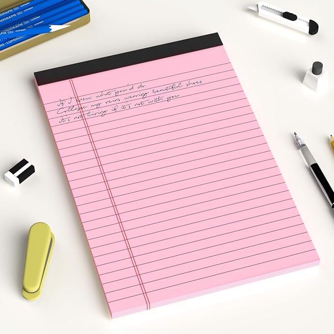 Pink Purple Small Legal Pad 5 x 8 College Ruled Color Legal Pads Paper Notepads 6 Pack Sturdy Back Writing Pads 5 x 8 Note Pads Perforated Narrow Ruled Pads of Paper