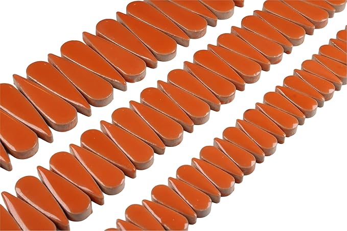 200g Petal Droplet Shaped Ceramic Mosaic Tiles for Crafts, Vibrant Colors, Ceramic Tiles for Mosaic Making Kits, DIY Arts and Crafts (Orange)