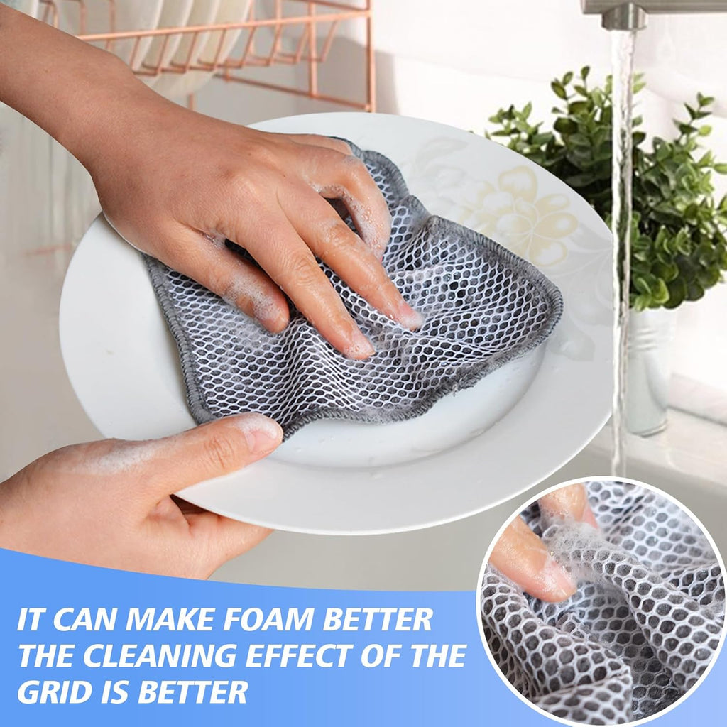 KinHwa Kitchen Washcloths for Dishes Absorbent Microfiber Dish Cloths Quick Dry Dish Rags with Poly Scour Scrub Side Ideal for Kitchen Cleaning (Gray, 7inchx7inch 18 Pack)