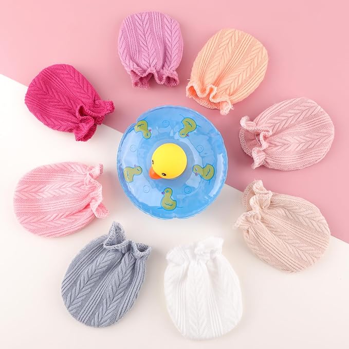 BQUBO Newborn Infant Toddler Mittens No Scratch Cotton Elastic Wrist Gloves Hypoallergenic for 0-6 Months Baby Boys Girls