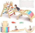 Pikler Triangle Set with Cushion, Montessori Climbing Set, Indoor Climb Toys, Indoor Playground Jungle Gyms, 9 Combinations Climbing Toy Set for Toddler, Baby, Kids 1-4