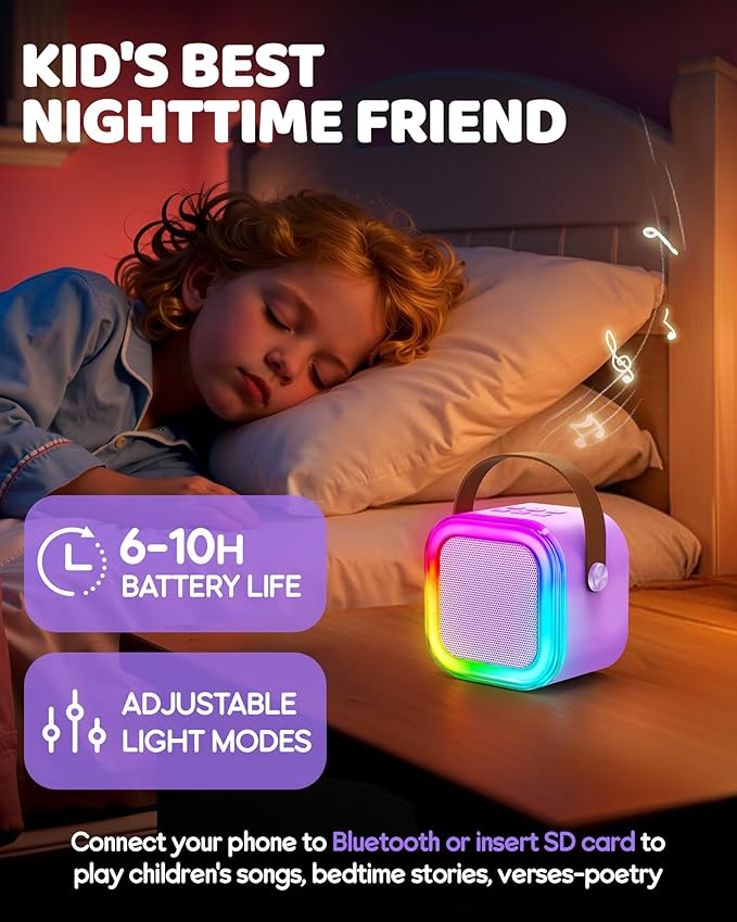 IROO Mini Karaoke Machine for Kids, 2025 TOP Toys Birthday Gifts Ideas for Girls Ages 4, 5, 6, 7, 8, 9, 10, 12+ Years Old, Portable MP3 Player with 4 Wireless Mics for Party
