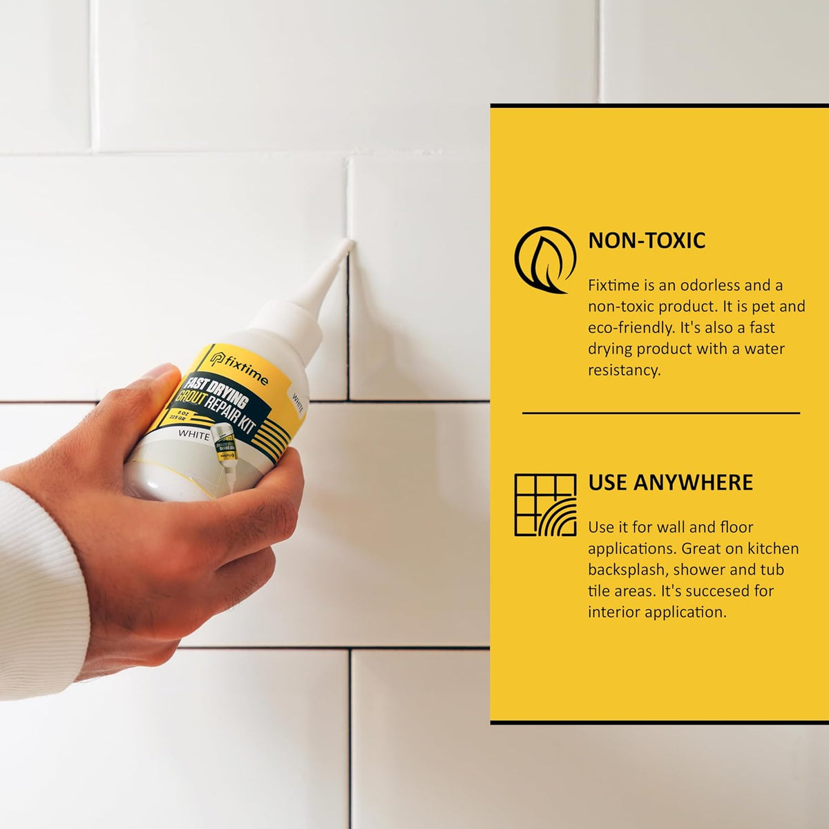 Grout Repair Kit - White Grout Filler Tube - Grout Crack Repair, Premixed Grout Filler Repair, Fast Drying Grout Sealer for Floor Tile - Spatula Included (White, 8oz)