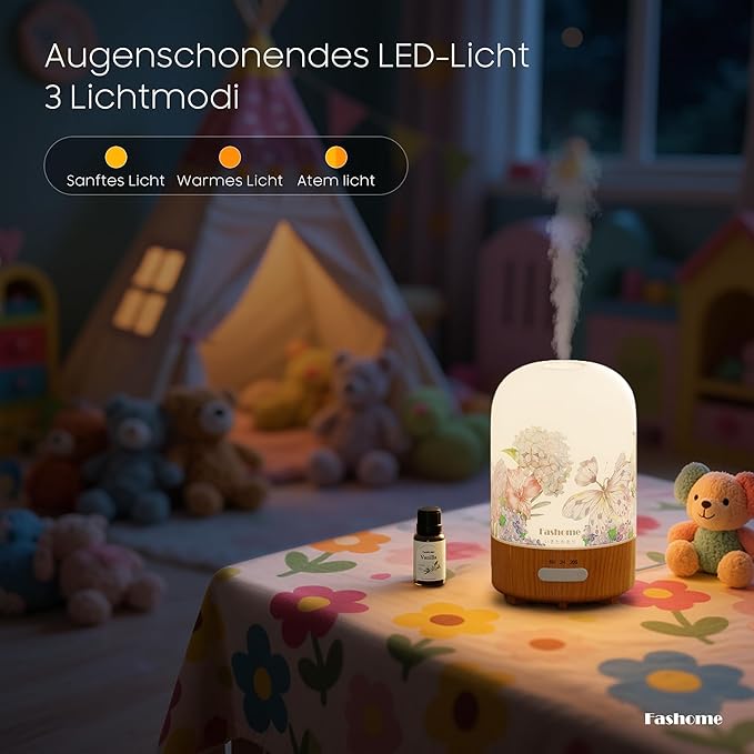 Essential Oil Diffuser with Vanilla Aromatherapy Essential Oils, 6 in 1 Ultrasonic 100ML Aromatherapy Scent Humidifier Vaporizer with Dense fine Mist, Timer, Auto-Off (Spring-Vanilla Oil)