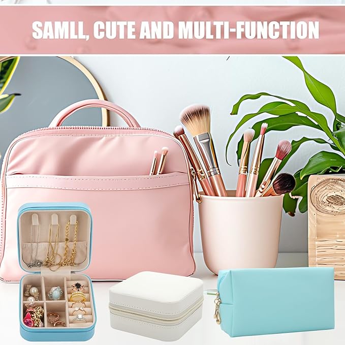 Bridesmaid Proposal Gifts Letter Cosmetic makeup bag bulk for Wedding Party Favors Bachelorette party decorations Toiletry Organizer Bag Makeup Case Gift (8, Blue)