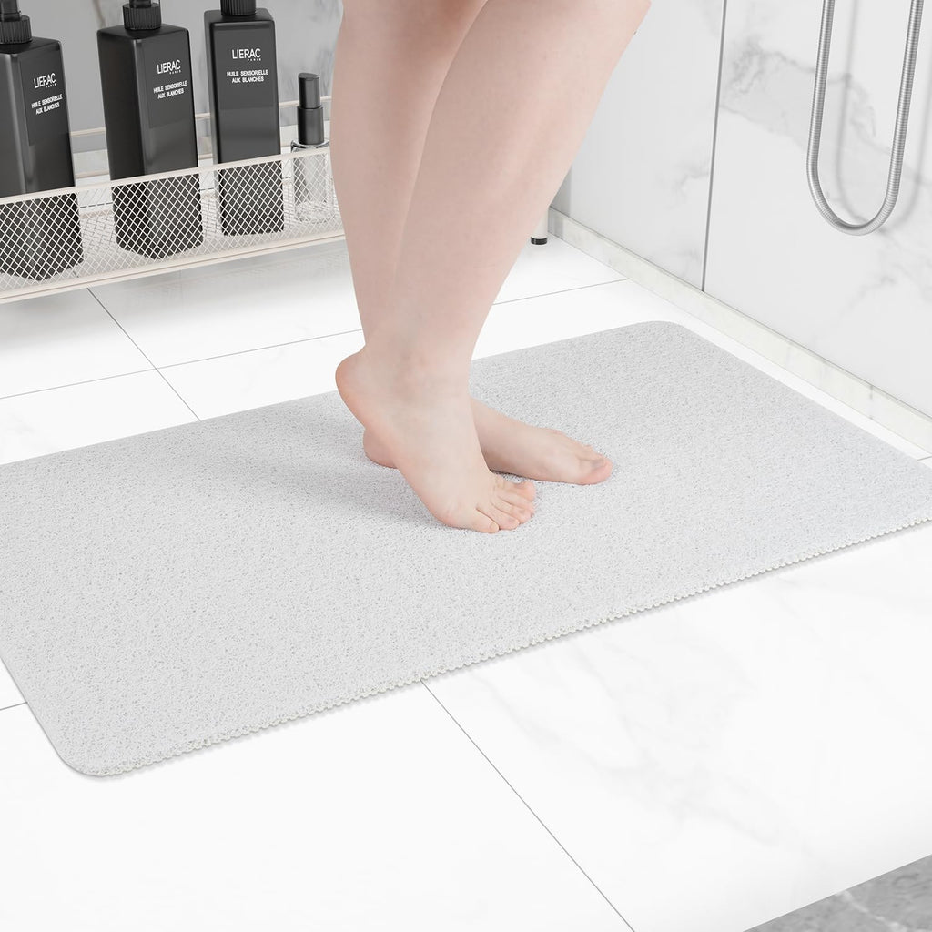 Non-Slip Bathtub Mat, Anti Slip Shower Mat, Fast Drying Bathtub Mats, Foot Scrubber Mat, Anti Slip Mat for Tub, Floor, Bathroom, Kitchen, Home, Hotel (White 32"×17")