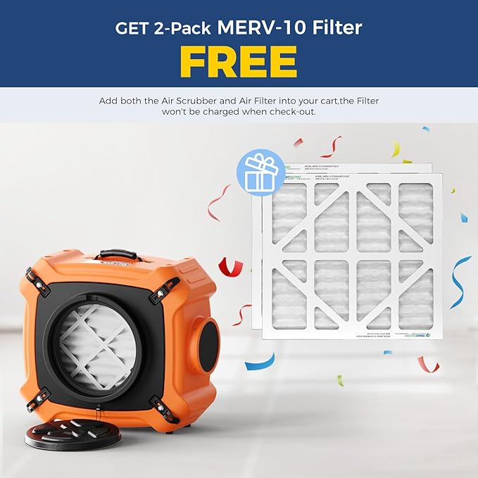 ALORAIR PureAiro HEPA Max 970 industrial Air Scrubber, 3-Stage Filtration System, GFCI Outlet, Negative Air Scrubber Water Damage Restoration Interior Decoration