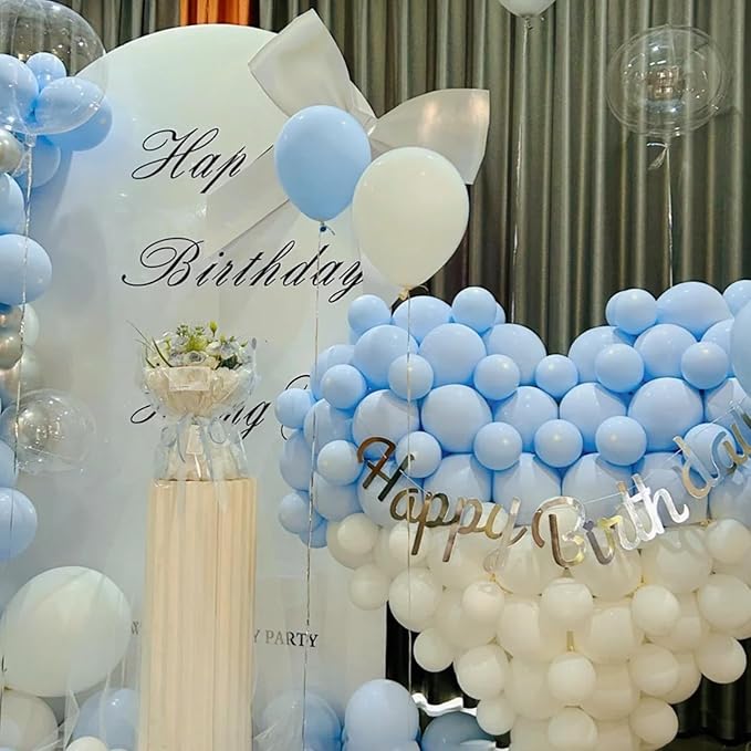 140pcs Makani Blue Round Balloons Different Sizes 18 12 10 5 Inch Latex Balloons for Arch Decoration Party Balloon Kit for Graduation Birthday Party Wedding Balloon Baby Shower Decoration