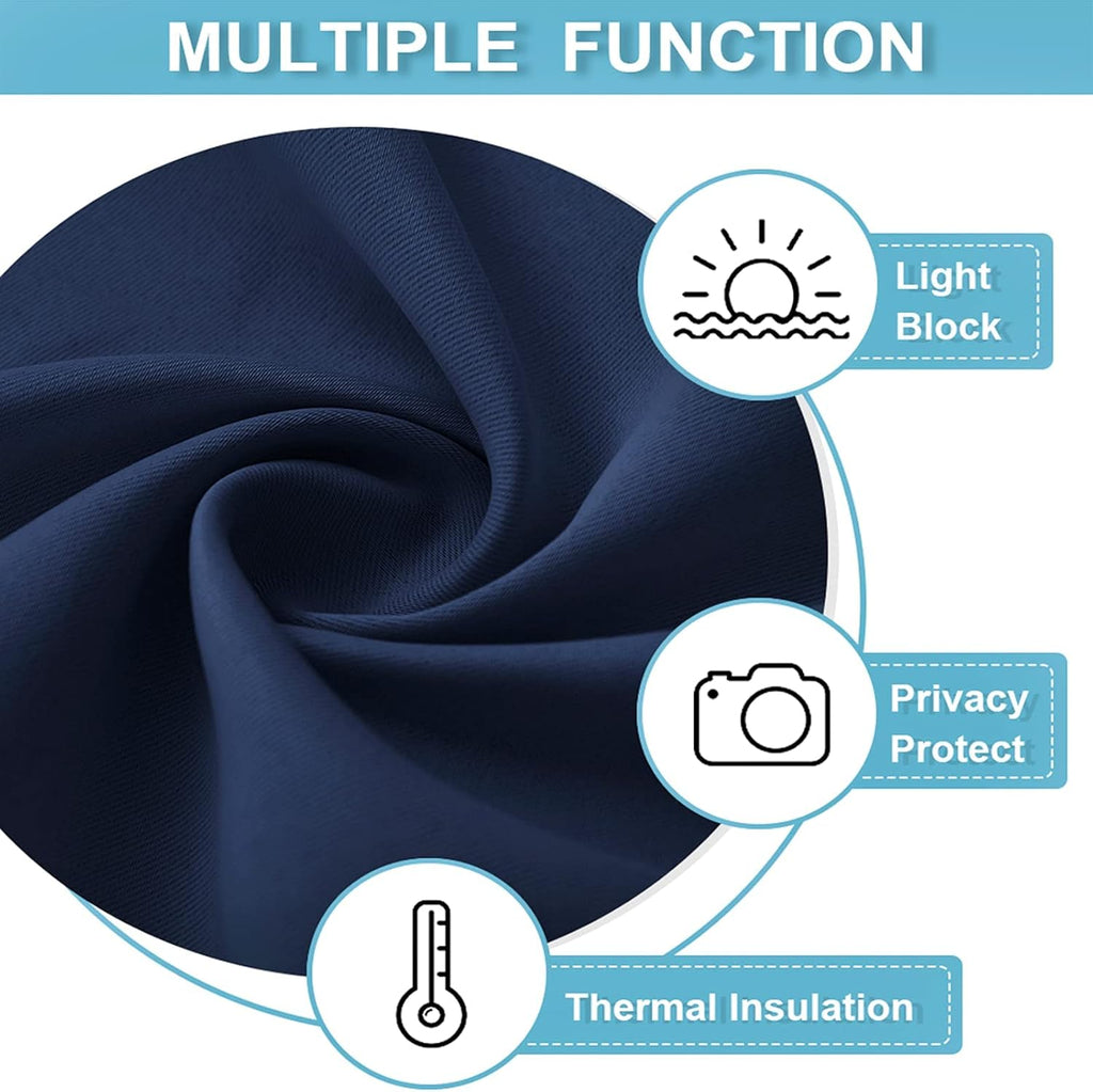 RYB HOME 45 inch Length Curtains for Kitchen, Room Darkening Narrow Window Drapes Thermal Insulated Privacy Covers for Basement RV Camper, W 29 x L 45 inch, Set of 2, Navy Blue