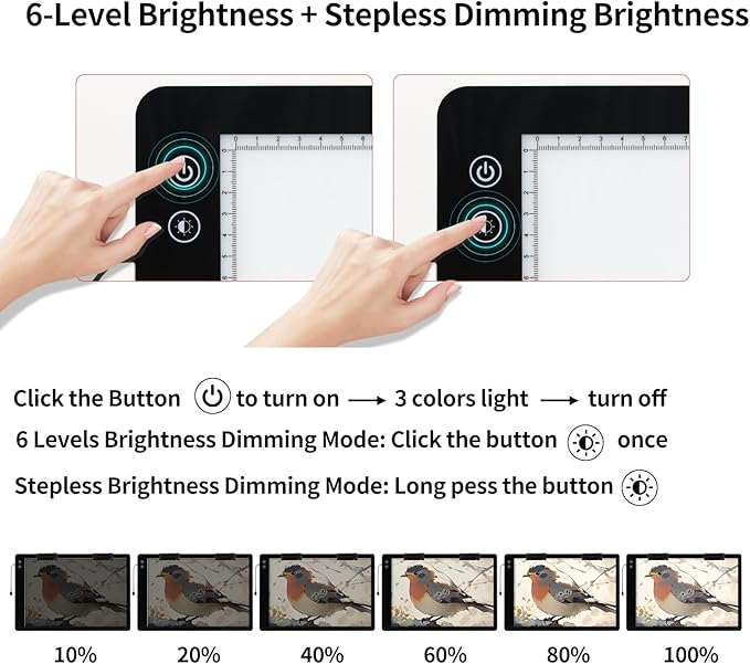 Rechargeable A2 Large Tracing Light Box with 3-Color Light Modes, Wireless Ultra-Thin LED Light Board with 6-Level/Stepless Brightness, Cordless Trace Light Pad for Sketching, 5D Diamond Painting