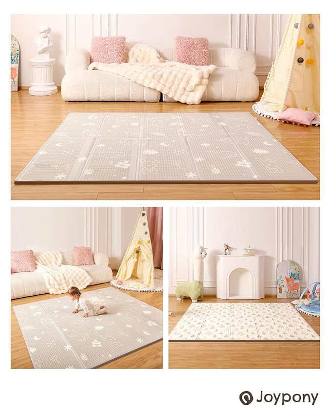 Baby Play Mat, 71x59 Inch Foldable Play Mats for Babies and Toddlers, Waterproof & Anti-Slip Portable Baby Floor Mat for Tummy Time, Baby Mat for Floor with Travel Bag for Indoor Outdoor