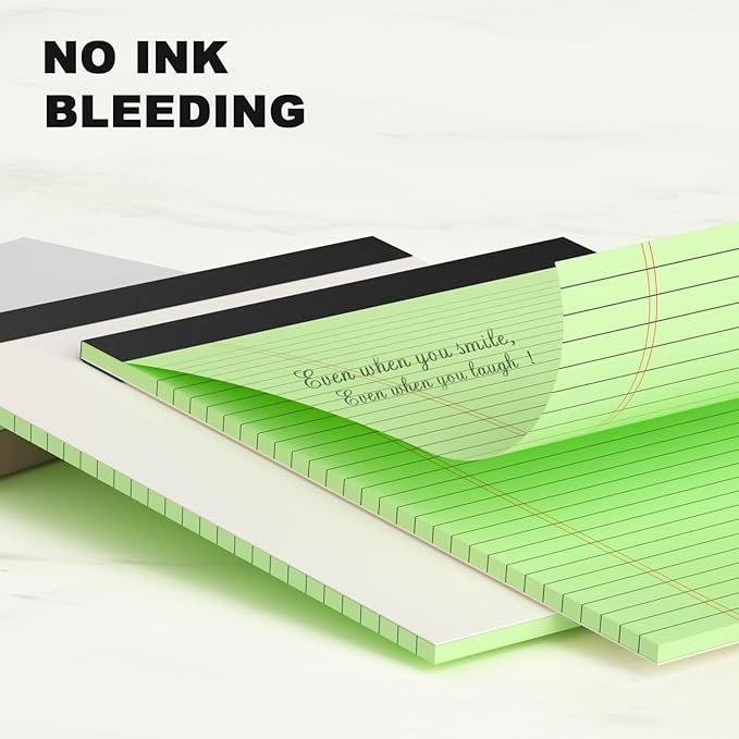 Colored Legal Pads 8.5 x 11 Note Pads 8.5x11 inch, Wide Ruled Clear Print Writing Pads 30 Sheets/Pad, 20lb Colored Paper, Perforated Notepad with Sturdy Back (3 Pads)