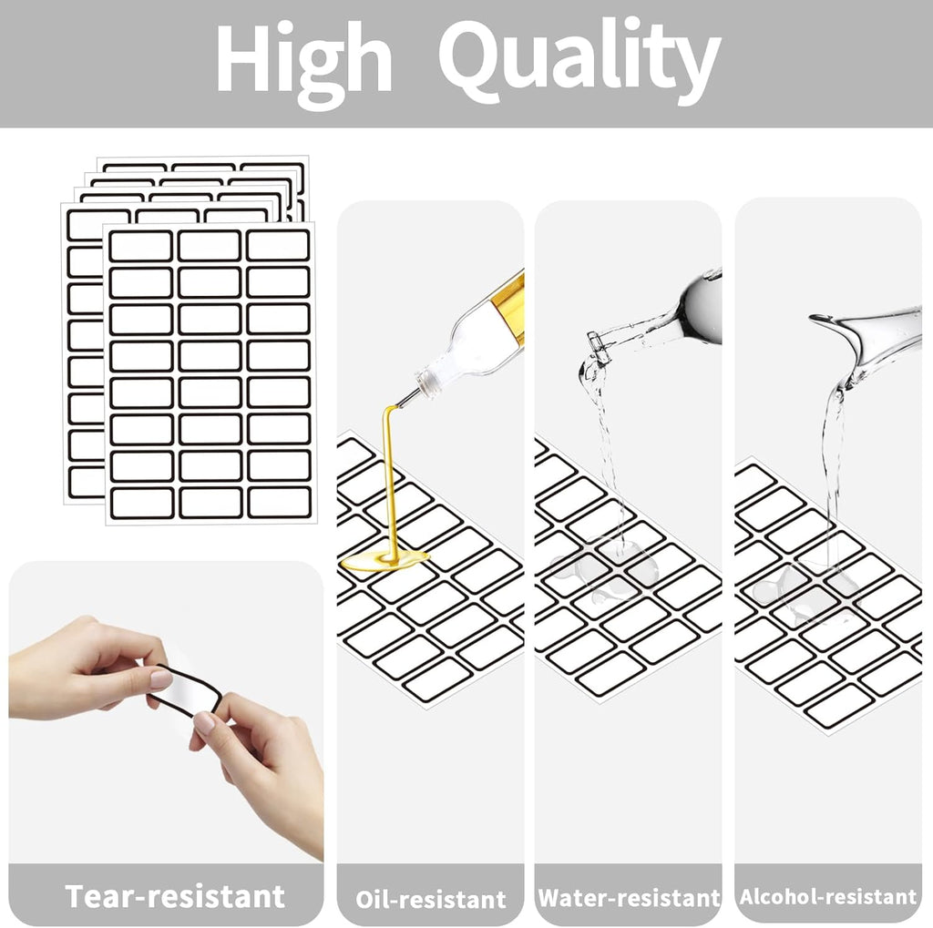 STARLIBOO Removable Labels, Blank Freezer Labels for Food Containers, 1x2 Inch Freezer Stickers, Freezer Labels to Write on/Waterproof Labels/Easy Peel Off (Black Border, 360 Labels)