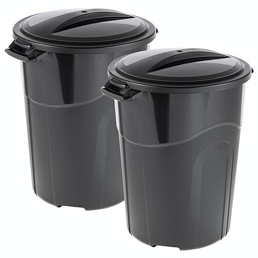 32 Gallon Heavy Duty Plastic Outdoor Trash Can with Lid, Lock & Easy-Carry Handles – Suitable for Indoor/Outdoor, Kitchen, Yard, Garage & Office