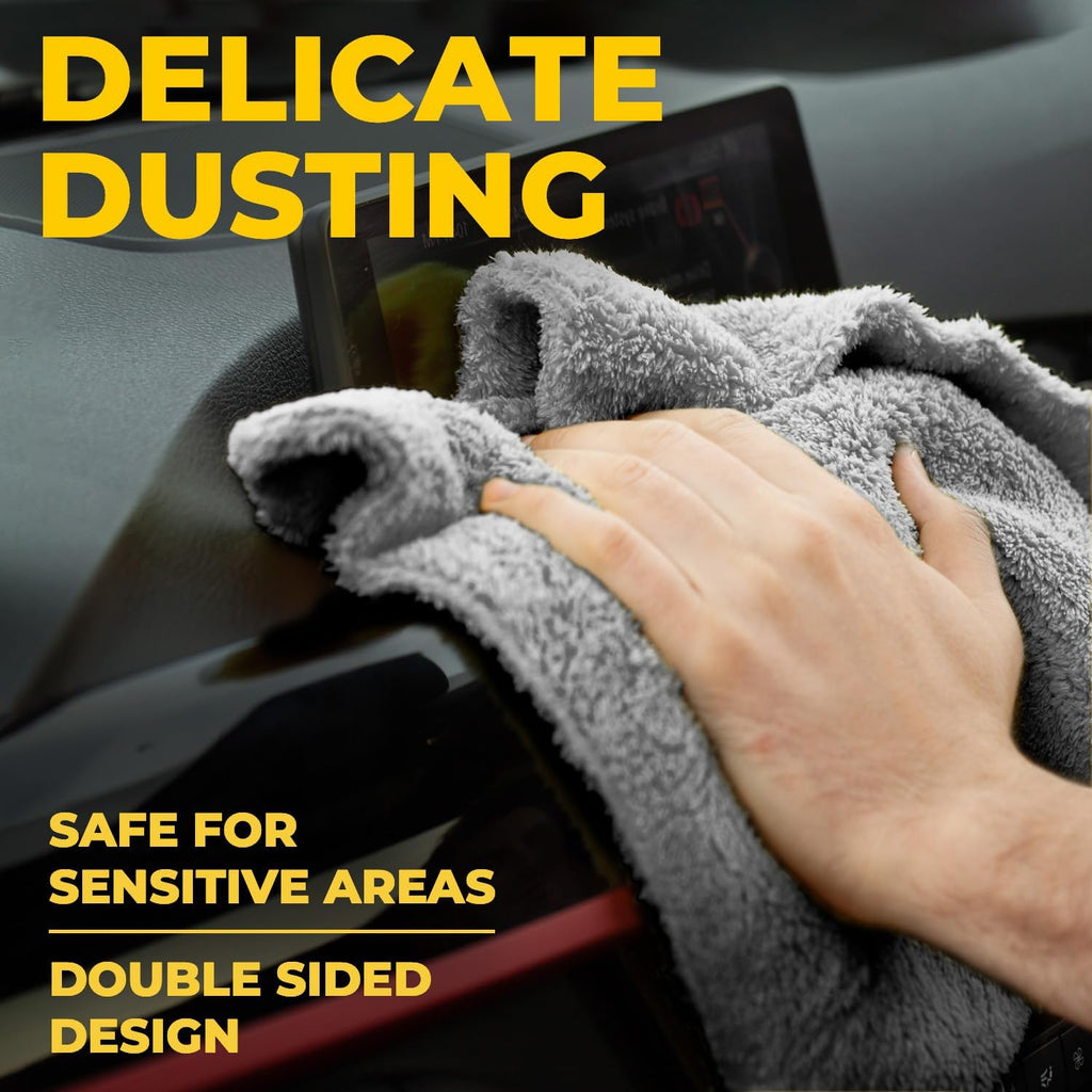 Edgeless Microfiber Towels for Cars – 6pk (12”x12”) - 540 GSM - Super Soft Detailing & Buffing – Scratch-Free & Absorbent Microfiber Cleaning Cloths for Car Polishing