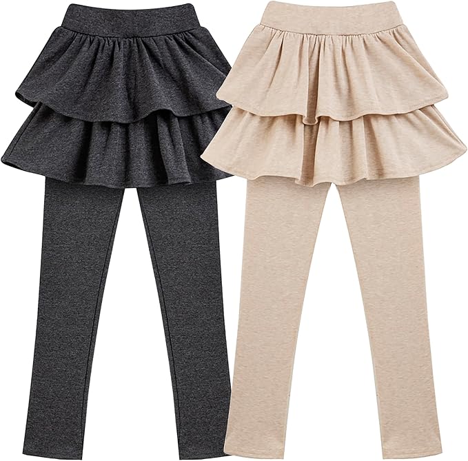 Girls School Uniform Pants Leggings with Skirts Stretch Warm Jegging 4-12 Years