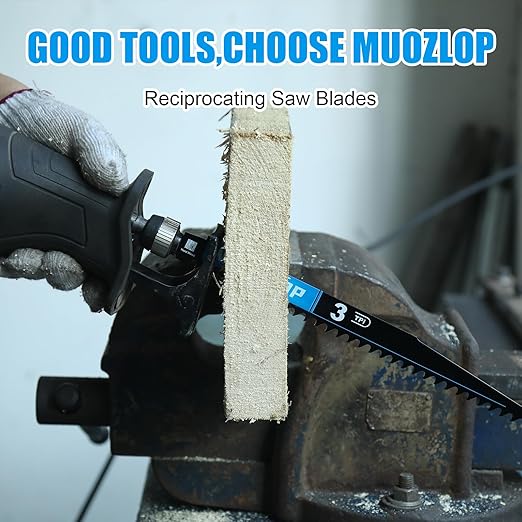 10 Pack 6 inch Reciprocating Saw Blades Set， 3 TPI High Carbon Saw Blades for Wood Cutting ，Saw Blades with Organizer Case (10, 3T/6inch)
