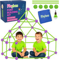 Playbees Fort Building Kit with Rods and Connectors- 145 Pieces - Ages 4-8, 8-12 STEM Building Toy, Construction Set for Kids, Indoor Outdoor Play Tent, DIY Castle, Birthday Gift