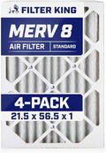 Filter King 21.5x56.5x1 Air Filter | 4-PACK | MERV 8 HVAC Pleated A/C Furnace Filters | MADE IN USA | Actual Size: 21.5 x 56.5 x .75"