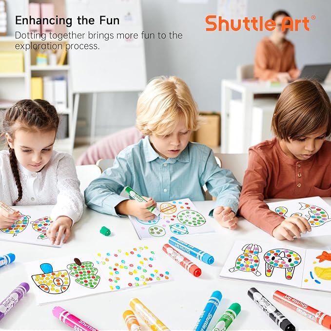 Shuttle Art Washable Dot Markers 36 Colors with Free Activity Book, Fun Art Supplies for Kids Toddlers and Preschoolers, Non Toxic Water-Based Paint Daubers, Dot Art Markers