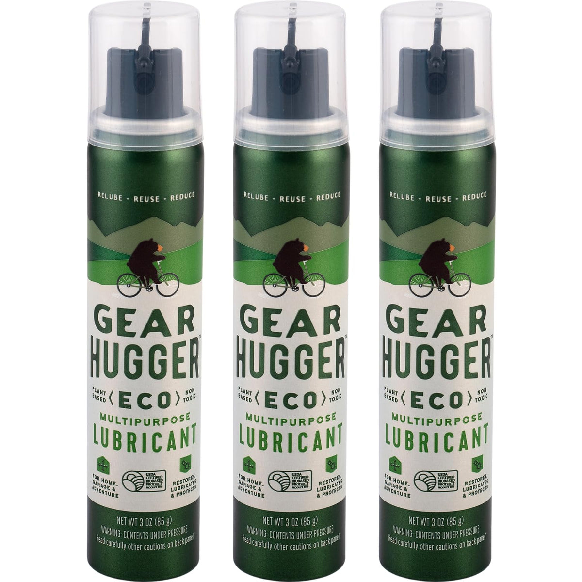 Gear Hugger Multipurpose Lubricant - Eco-Friendly (3 oz, Pack of 3), Rust Remover - Garage Door Spray, Door Hinge & Lock Lubricant - Plant-Based, No Petroleum, No PTFE