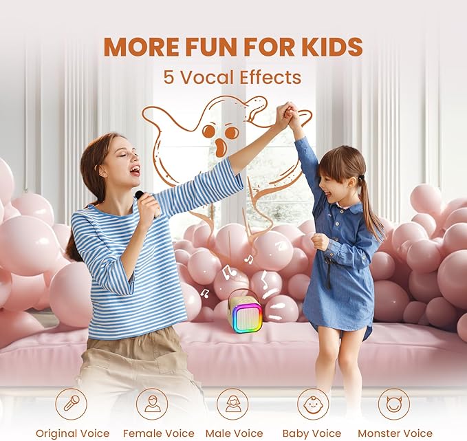IROO Mini Karaoke Machine for Kids, 2025 TOP Toys Birthday Gifts Ideas for Girls Ages 4, 5, 6, 7, 8, 9, 10, 12+ Years Old, Portable MP3 Player with 2 Wireless Mics for Party