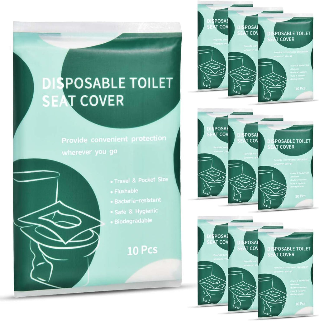 90 Pcs Disposable Flushable Paper Toilet Seat Covers Travel Supplies Essentials for Airplane, Public Restrooms, Bathroom, Hotels, Camping, Kids or Adults
