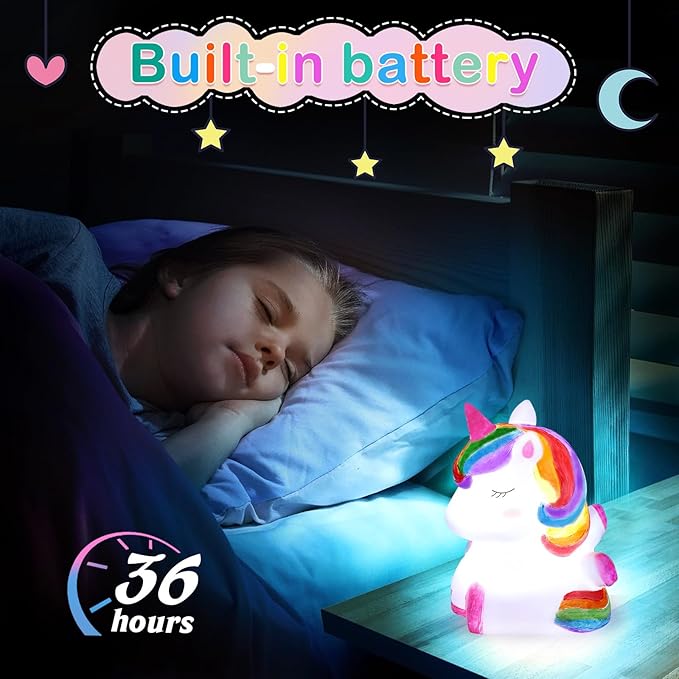 dededa 2Pcs Paint Your Own Unicorn Night Light Art Kit, Arts and Crafts for Kids Ages 4-8,Unicorn Toys Unicorns Gifts for Girls Ages 6-8 Painting Kit for Kids 4 5 6 7 8 9 10 11 12+