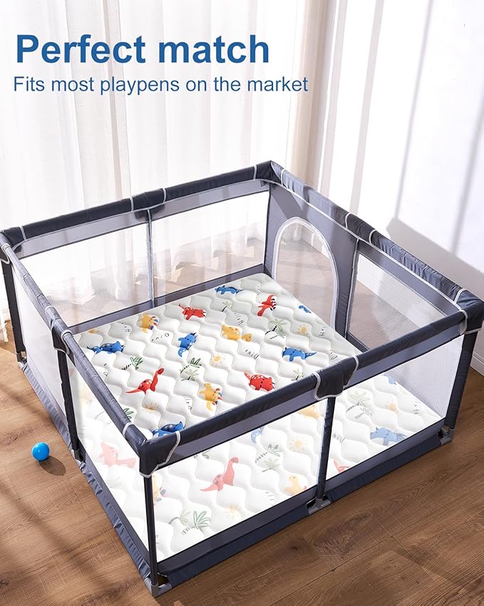 Odorless Premium Foam Baby Play Mat 47" x 47", Soft Microfiber Fabric Crawling Mat for Floor- Comfortable and Hypoallergenic, Non-Slip Cushioned Floor Playpen mat for Infants,Babies,Toddlers