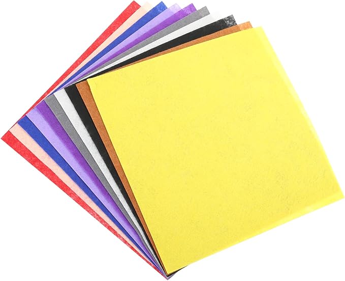 MECCANIXITY Felt Square Shape Craft Felt Sheets 11.81Inch x 11.81Inch for Home Decor Party Crafting Art, 10 Colors, Pack of 100
