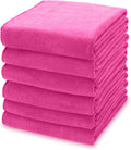 kimteny 13x28 Inches Kitchen Cloth Dish Towels, 400 GSM Premium Dishcloths, Super Absorbent Coral Velvet Microfiber Cleaning Cloths, Fast Drying Rags for Washing Dishes (6 Pack, Rose Red)